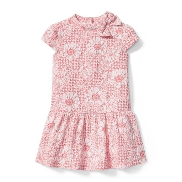 Janie and Jack HOUNDSTOOTH FLORAL DRESS 3-6 months coral NWT - Picture 1 of 8